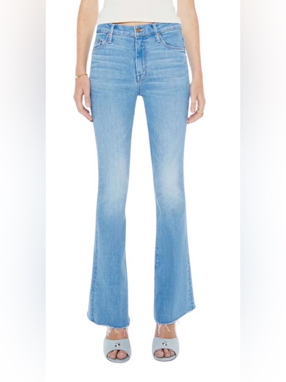 MOTHER Blue Boot Cut Jeans with Fray NWOT
